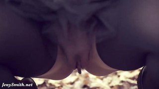 Jeny Smith got nude in a local woods and even began pawing herself a bit