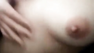 Black-Haired banging herself rock hard with a hairbrush on periscope