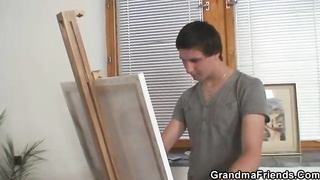 Mischievous, youthful dudes are about to plumb a trampy grandma and make her deep-throat their schlongs