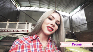 Big ass booty tgirl doggystyled by mechanic