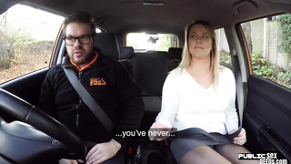 Real babe fucking teach in car before guy cums