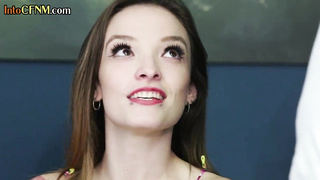 CFNM femdom group sucking off black subject