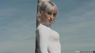 Interracial loving transsexual begging for facial