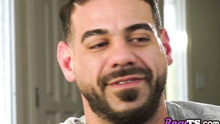 Busty ts beauty barebacked and blown before hj