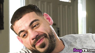 Busty ts beauty barebacked and blown before hj