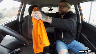 Curvy uk driving student doggystyled in car