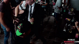 Public slut fisted in crowded pub by dom