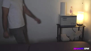 Fit brown-haired in a lil' swimsuit is providing a lollipop rubdown to a insatiable fellow