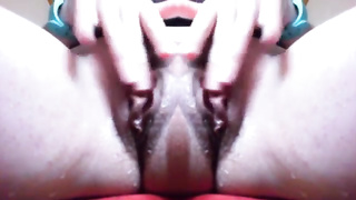 Crazy gal is kneading her fur covered puss on web cam knowing that everybody wants to watch her jism