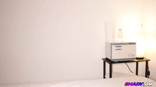 Yam-Sized boobed massagist is delicately fumbling her customer's rock-hard manmeat, to make him pour out from delight