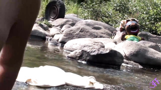 Bare lesbos are making enjoy in the sea and using random fuck-fest fucktoys, to spice it up