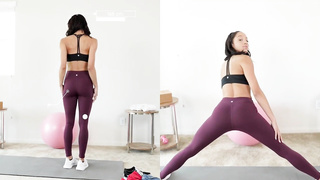 Puny breasted, Dark-Hued damsel, Isla Biza is yelling while railing a rock rock-hard meat stick