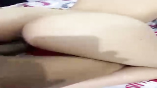 Ultra-Cute gal in lacy, ebony underpants is in the mood to have fun with her smooth-shaven poon