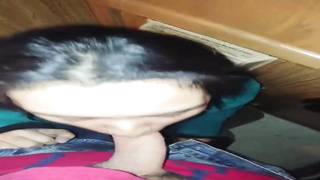 Attractive teenager brown-haired is inhaling man meat in the middle of the night, in a POINT OF VIEW fashion