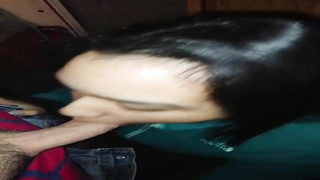 Attractive teenager brown-haired is inhaling man meat in the middle of the night, in a POINT OF VIEW fashion