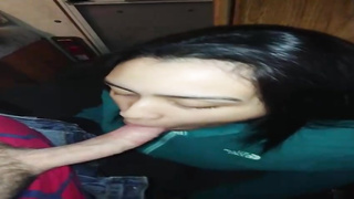 Attractive teenager brown-haired is inhaling man meat in the middle of the night, in a POINT OF VIEW fashion