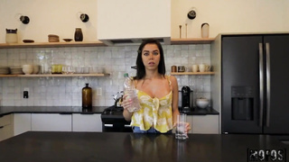 Mind-Blowing brown-haired is getting on all fours in front of her roomie and gargling his man sausage, before railing it