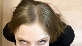 Tasty platinum-blonde penis cocksucker luvs to get down on her knees to satiate her guy