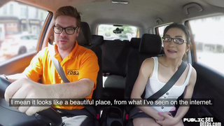 Italian babe publicly doggystyled in car