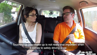 Italian babe publicly doggystyled in car