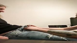 Whorish, light-haired teenie is mildly inhaling a rock firm spear, as deep as she can gulp it