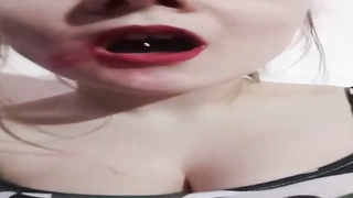 Huge-Boobed chick, Domi is smoking while frolicking her honeypot in front of the web camera, at night