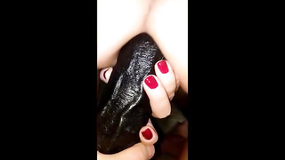 Whorey lady loves to pound her cock-squeezing culo with a meaty, ebony fuck stick, even before getting torn up