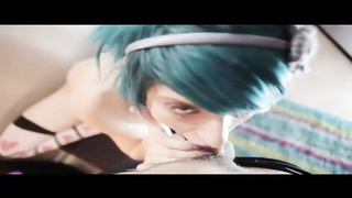 Trampy nymph with blue hair, Virgin wants to sense a rock-hard spear up her bum