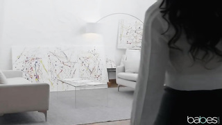 Tempting lady with glasses embarked throating her neighbor's fat lollipop, to make him tear up her brains out