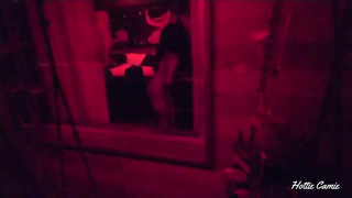 I record a magnificent damsel from the guest room window as she milks.