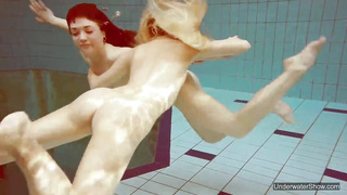 2 super-hot women love swimming pool nude