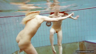 2 super-hot women love swimming pool nude