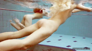 2 super-hot women love swimming pool nude