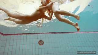 2 super-hot women love swimming pool nude