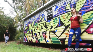 Lily Larimar is deep throating trouser snake and having hard-core orgy in the middle of the day