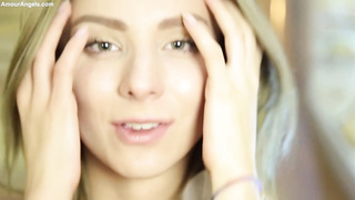 Infatuating ash-blonde is bare and in the mood to stretched up broad, for the camera