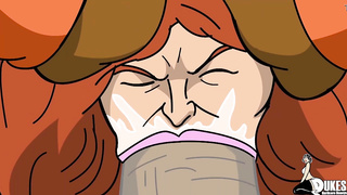 Toon girl with a ginormous donk is fellating a massive, dark-hued schlong and getting wedged with it