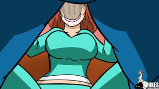 Toon girl with a ginormous donk is fellating a massive, dark-hued schlong and getting wedged with it