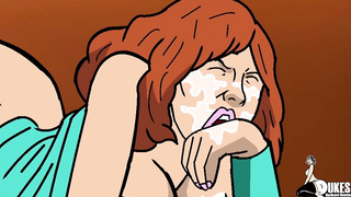 Toon girl with a ginormous donk is fellating a massive, dark-hued schlong and getting wedged with it