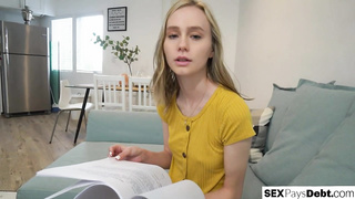 Skinny teenie rides landlord for debt extension