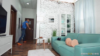 Fabulous dark haired with good-sized orbs is using VR while pummeling her paramour and luving it