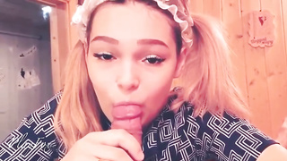 Uber-Cute school doll is inhaling chisels like a real professional, just because she enjoys doing it