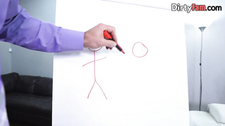 Bigtit milf sucks dick while fucking in trio