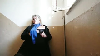 Obese light-haired is constantly in the mood to fap in various places, until she ejaculates