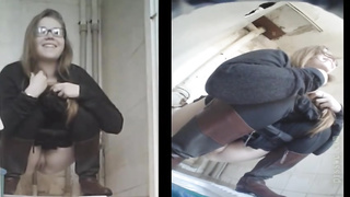 Every time gals are urinating in the univeristy restroom, there is a covert camera behind them