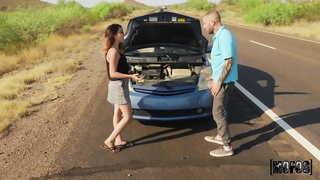 Lovable dark haired had fucky-fucky with a stranger who gave her a free-for-all rail home, the other day