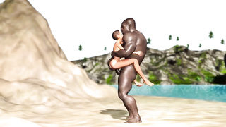 Super-Hot hump on the beach! Yam-Sized ebony guy humps a insatiable black on the savage island