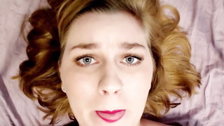 Lush platinum-blonde with braces is shrieking while getting prepped to jizz in front of the camera