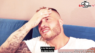 Tattooed, German towheaded with ginormous funbags is blowing trunk in a POINT OF VIEW fashion, before getting screwed