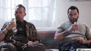 Inviting school lady with dark hair is in the mood for a mmf 3some with elder guys